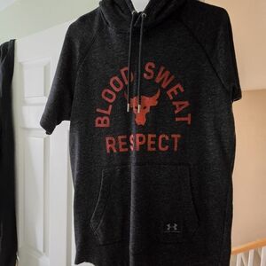 Under Armour- Project Rock Charcoal Hoodie with Red Graphic